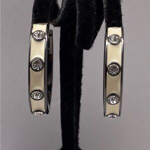 Givenchy White Enamel Hoop Earrings